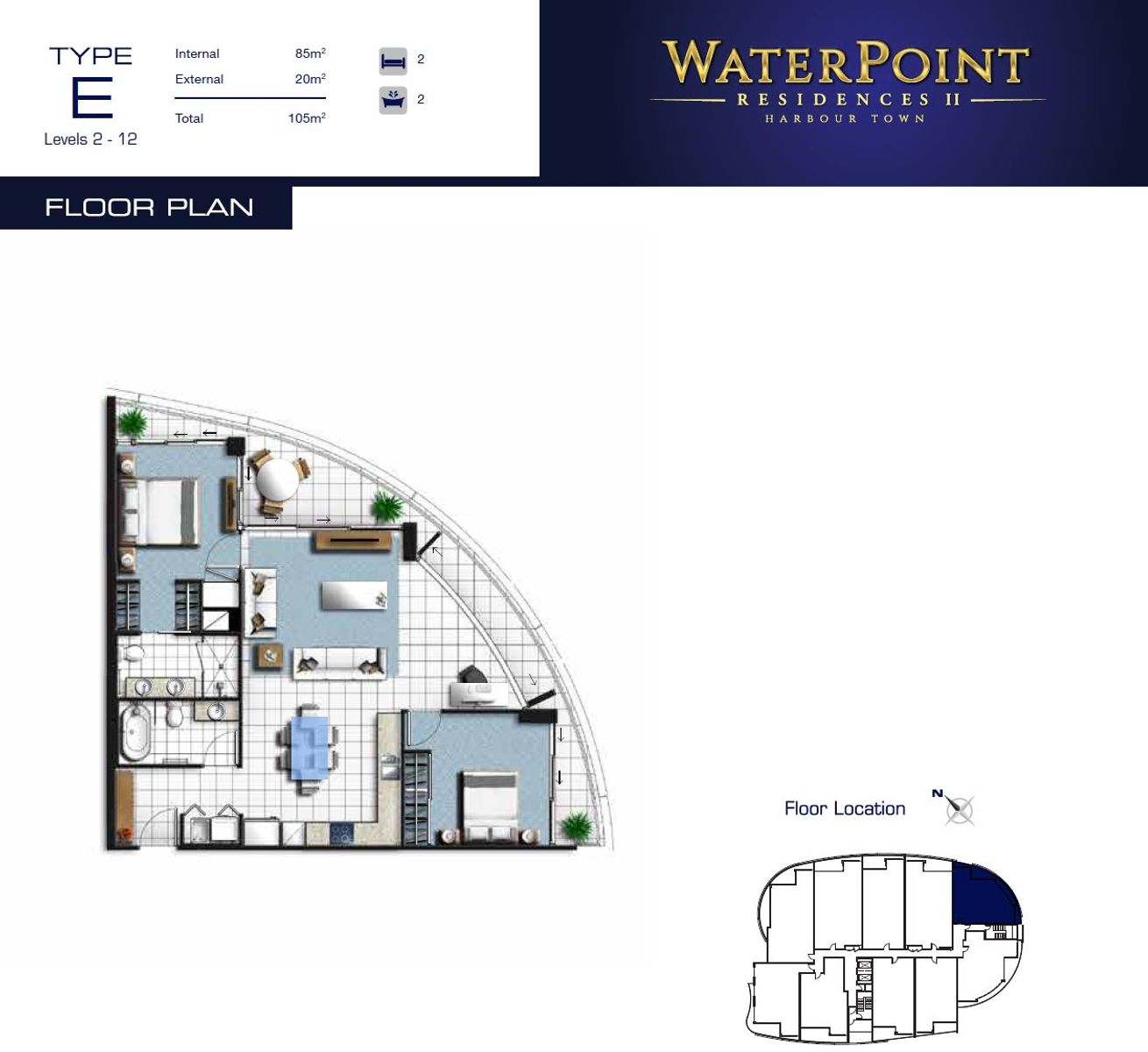 2605  5 Harbour side court  Biggera Waters Waterpoint Residences Alessia Tang Floor plan type E