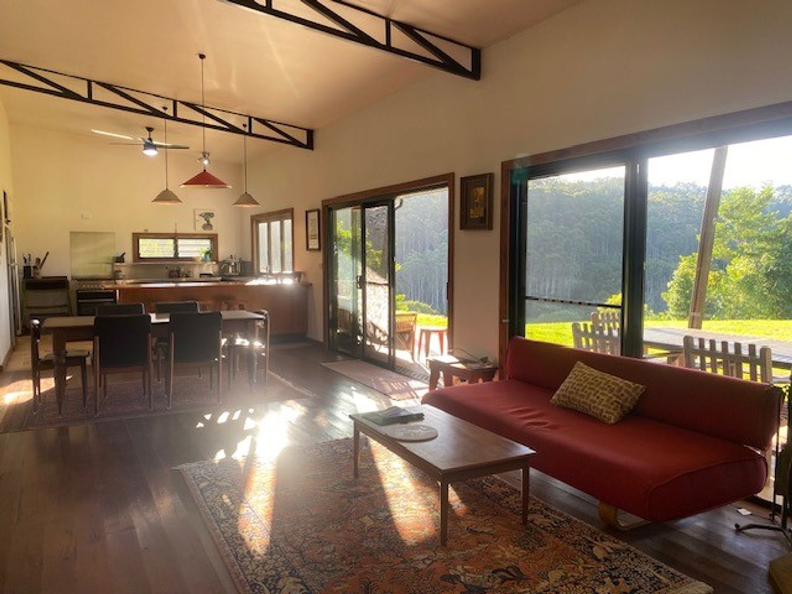 Kitchen, living, dining