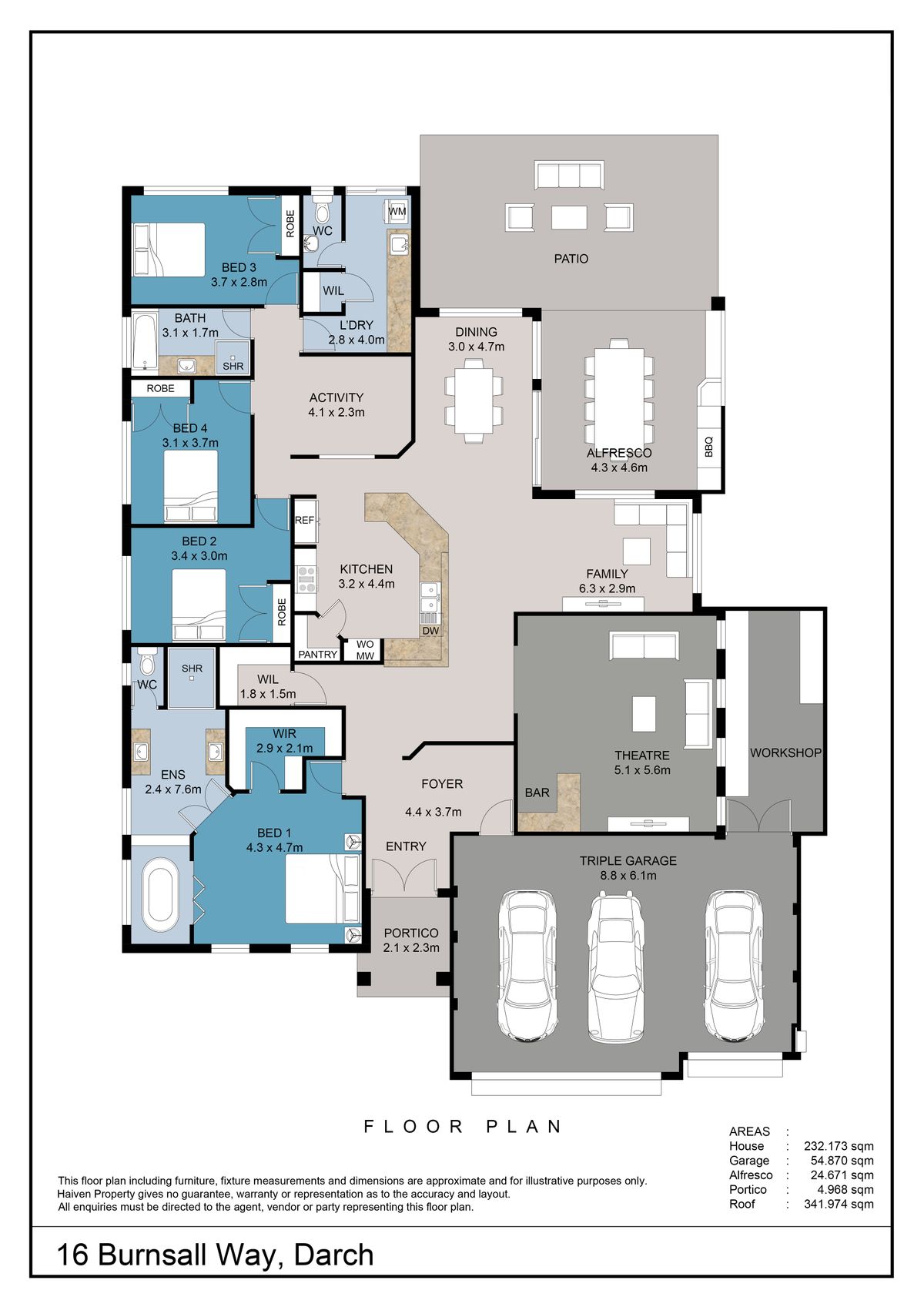 Floor plan redraw   16 Burnsall Way, Darch