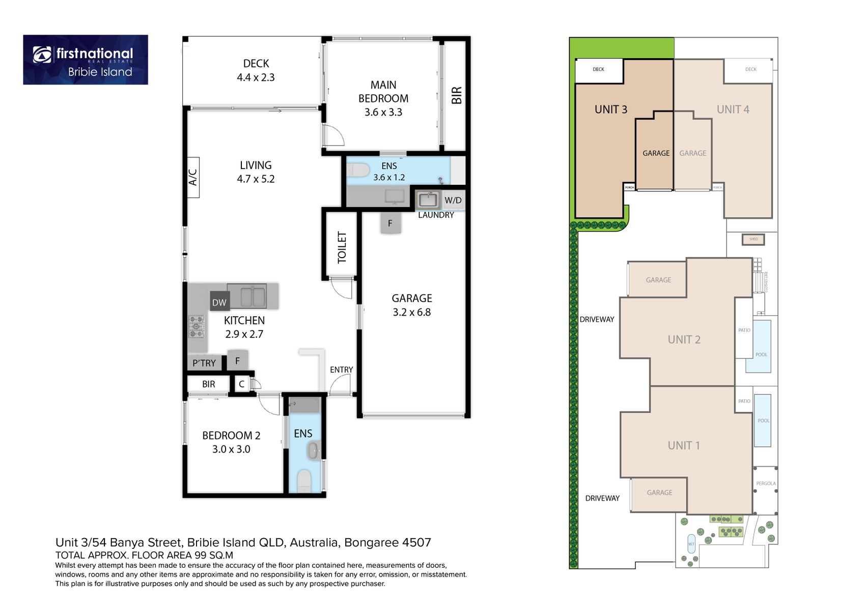 Unit 3 54 Banya St Bribie island 2D Visual Floor Plan
