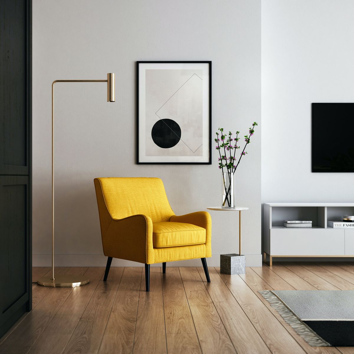 Yellow chair, gold lamp, and minimalist artwork - Transport and Infrastructure Pakenham - Pakenham Suburb Profile